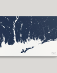 Mystic Coastal Map — Canvas Horizontal, navy, No Frame