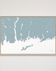 Mystic Coastal Map — Canvas Horizontal — soft-blue, Light Wood