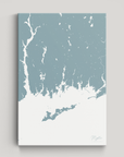 Mystic Coastal Map — Canvas Vertical, soft-blue, No Frame