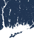 Mystic Coastal Map — Fine Art Print Vertical, navy, No Frame, 8x10