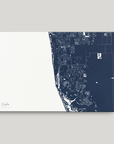 Naples Coastal Map — Canvas Horizontal, navy, No Frame