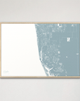 Naples Coastal Map — Canvas Horizontal, soft-blue, Natural Oak