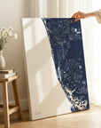 Naples navy vertical wrapped canvas map in the ratio 2:3 hand mockup