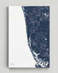 Naples Coastal Map — Canvas Vertical, navy, No Frame