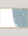 Naples Coastal Map — Fine Art Print Horizontal, soft-blue, Oak, 10x8