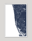 Naples Coastal Map — Fine Art Print Vertical, navy, White Frame, 8x10