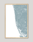 Naples Coastal Map — Fine Art Print Vertical, soft-blue, Oak, 8x10