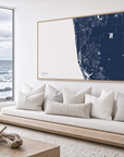 Naples canvas map — sea-view bench interior