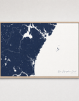 New Hampshire Coast Coastal Map — Canvas Horizontal — navy, Light Wood