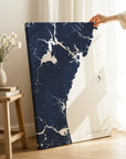 New Hampshire Coast navy vertical wrapped canvas map in the ratio 2:3 hand mockup