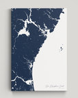 New Hampshire Coast Coastal Map — Canvas Vertical, navy, No Frame