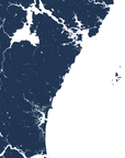 New Hampshire Coast Coastal Map — Fine Art Print Horizontal, navy, No Frame, 10x8