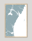 New Hampshire Coast Coastal Map — Fine Art Print Vertical, soft-blue, Oak, 8x10