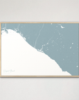 Newport Beach Coastal Map — Canvas Horizontal, soft-blue, Natural Oak