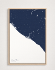 Newport Beach Coastal Map — Canvas Vertical — navy, Light Wood