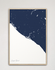 Newport Beach Coastal Map — Canvas Vertical, navy, Natural Oak