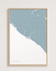 Newport Beach Coastal Map — Canvas Vertical — soft-blue, Light Wood