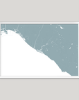 Newport Beach Coastal Map — Fine Art Print Horizontal, soft-blue, White Frame, 10x8