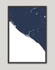 Newport Beach Coastal Map — Fine Art Print Vertical, navy, Black Frame, 8x10
