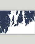 Newport Coastal Map — Fine Art Print Horizontal, navy, White Frame, 10x8