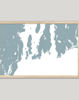 Newport Coastal Map — Fine Art Print Horizontal, soft-blue, Oak, 10x8