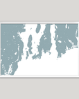 Newport Coastal Map — Fine Art Print Horizontal, soft-blue, White Frame, 10x8