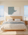 North Shore Massachusetts soft blue horizontal wrapped canvas map in the ratio 3:2 hand mockup