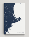 North Shore Massachusetts Coastal Map — Canvas Vertical, navy, No Frame