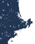 North Shore Massachusetts Coastal Map — Fine Art Print Horizontal, navy, No Frame, 10x8