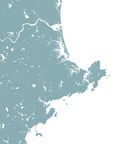 North Shore Massachusetts Coastal Map — Fine Art Print Horizontal, soft-blue, No Frame, 10x8