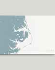 Outer Banks Canvas Map - Horizontal, soft-blue, No Frame