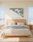Panama City Beach soft blue horizontal wrapped canvas map in the ratio 3:2 hand mockup