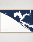 Panama City Beach Coastal Map — Canvas Horizontal — navy, Light Wood