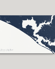 Panama City Beach Coastal Map — Canvas Horizontal, navy, No Frame