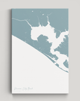 Panama City Beach Coastal Map — Canvas Vertical, soft-blue, No Frame