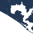 Panama City Beach Coastal Map — Fine Art Print Horizontal, navy, No Frame, 10x8
