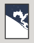 Panama City Beach Coastal Map — Fine Art Print Vertical, navy, Black Frame, 12x16