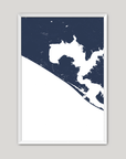 Panama City Beach Coastal Map — Fine Art Print Vertical, navy, White Frame, 8x10