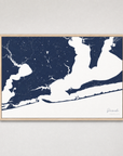 Pensacola Coastal Map — Canvas Horizontal — navy, Light Wood