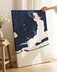Pensacola navy vertical wrapped canvas map in the ratio 2:3 hand mockup