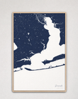 Pensacola Coastal Map — Canvas Vertical — navy, Light Wood