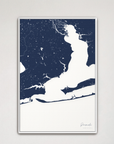 Pensacola Coastal Map — Canvas Vertical, navy, White Frame
