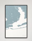 Pensacola Coastal Map — Canvas Vertical, soft-blue, Black Frame