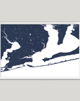 Pensacola Coastal Map — Fine Art Print Horizontal, navy, White Frame, 10x8