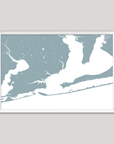 Pensacola Coastal Map — Fine Art Print Horizontal, soft-blue, White Frame, 10x8