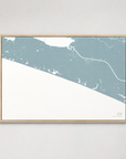 30A horizontal canvas map, Soft Blue, Light Wood