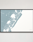 Avalon horizontal canvas map, Soft Blue, Black Frame