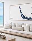 Captiva horizontal canvas map in Navy, bench beside a water view