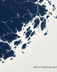 Casco Bay vertical canvas map in Navy, map detail