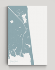 Dewey Beach vertical canvas map, Soft Blue, No Frame